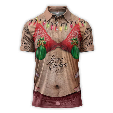 Maxcorners Costume Ugly Shirt Hairy Fat Man, Funny Polos Cosplay, Christmas Ugly Shirt For Men
