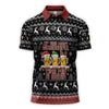 Maxcorners Funny Christmas Beer Pattern Polos, Festive Xmas Drinking Shirt, Holiday Polos Golf Gift For Men