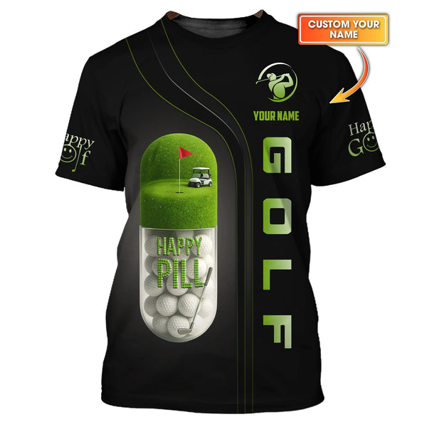 Maxcorners Custom Golf Shirts for Men, Pill Happy Golf Polo Shirts, Funny Golf Shirts