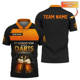 Maxcorners Dart and Beer Shirt, My Drinking Team Has a Darts Problem Shirts, Funny Custom Darts Polos LM0509