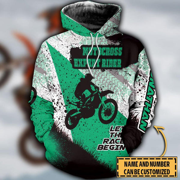 Maxcorners Motocross Expert Rider ( Green ) Customize Name And Number 3D Shirts