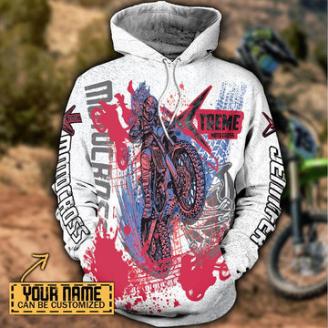 Maxcorners Motocross Xtreme ( Red Blue ) Customize Name 3D Shirts