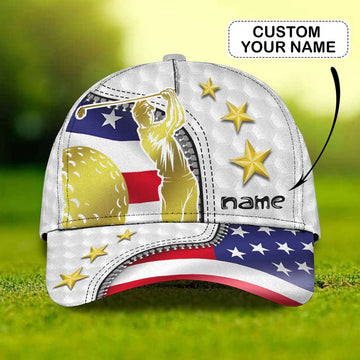 Maxcorners 3D Classic Cap Golf Lover 1 Personalized Name Cap LM0402