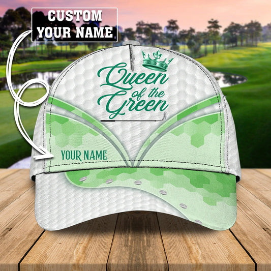 Maxcorners Personalized Womens Golf Cap, Queen Of The Green Baseball 3D Full Print Cap Hat For Golf Lover LM0402