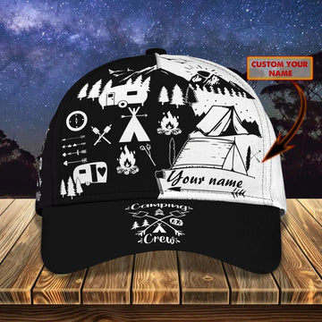Maxcorners Customized With Name Camping Classic Cap Hat, Baseball Camping Cap Hat, Camp Cap Hat, Camping Gift LM0402
