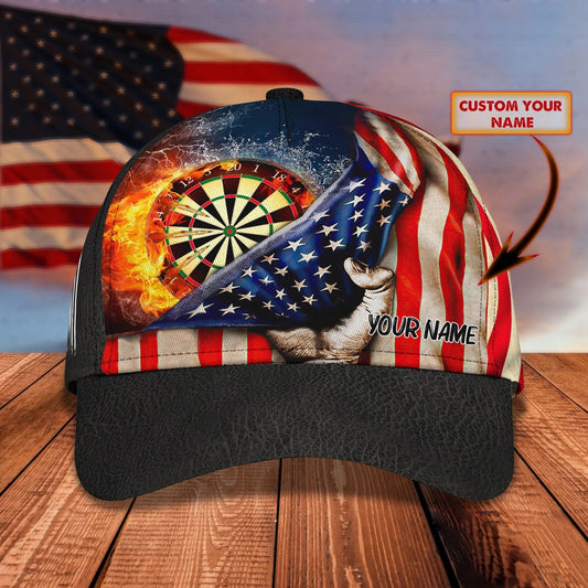 Maxcorners Custom With Name 3D Full Print Baseball Darts Cap, Classic Cap For Darter, Dart Lover Present Birthday Gift Darter LM0402