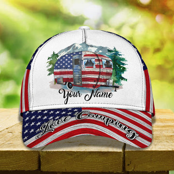 Maxcorners 3D Classic Cap Love Camping Personalized Name Cap LM0402