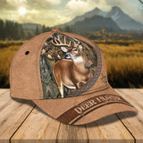 Maxcorners Deer Hunting Brown Leather Pattern Personalized Cap