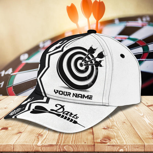 Maxcorners  Black And White Darts Personalized Name 3D Cap