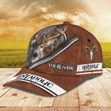 Maxcorners Deer Hunting Brown Leather Pattern 2 Personalized Cap