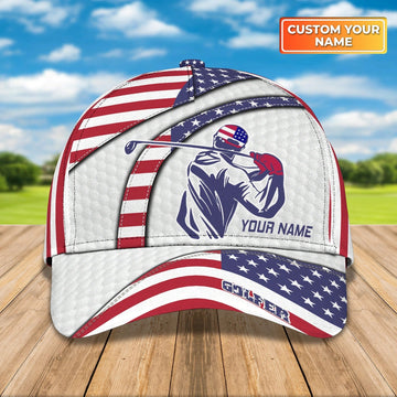 Maxcorners Personalized With Name 3D All Over Print Golf Caps For Men, American Golfer Baseball Cap, Golfer Gifts LM0402