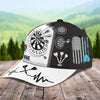 Maxcorners Customized Darts 3D Baseball Cap for Men and Women, Black White Dartboard, Dart and Beer Cap LM0402