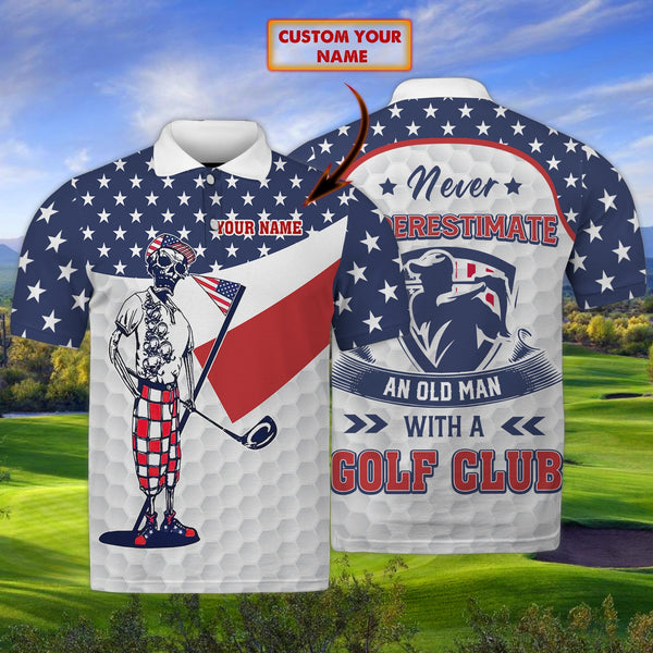 Maxcorners Golf American Old Man Customized Name 3D Shirt