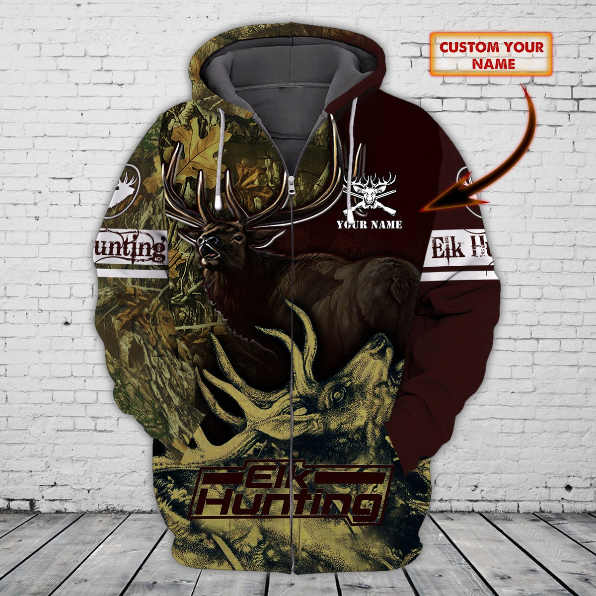 Maxcorners Custom Name Hunting Elk Shirt 3D All Over Printed Clothes