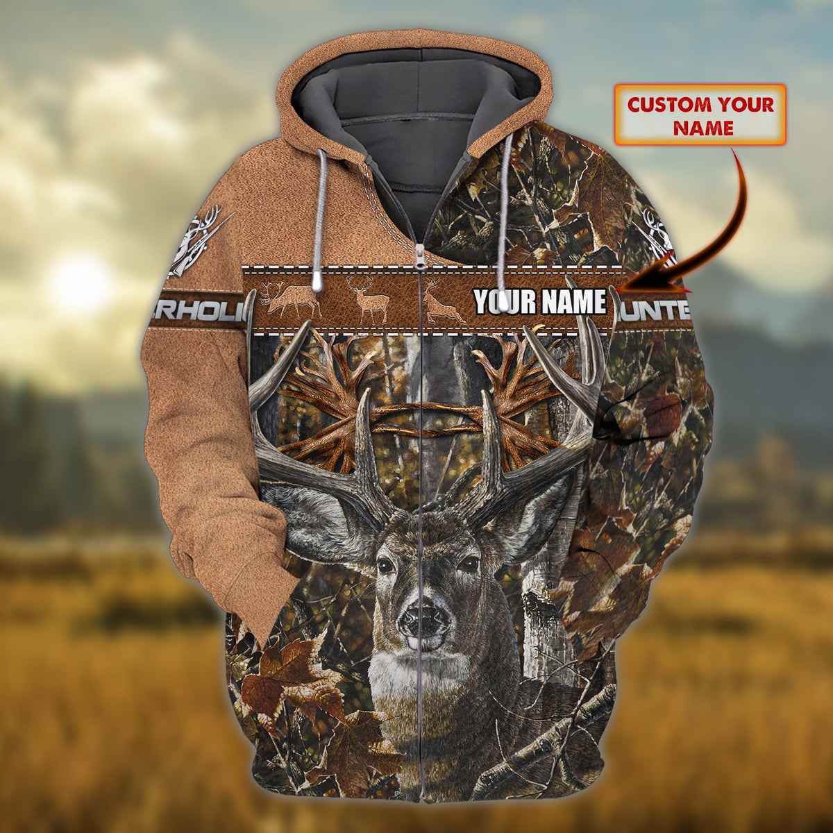 Maxcorners Custom Name Hunting Deer Shirt 3D All Over Printed Clothes