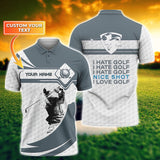 Maxcorners Golf I Love Hate Customized Name 3D Shirt