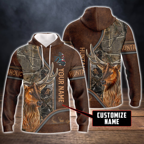 Maxcorners Custom Name Hunting Deer Brown Shirt 3D All Over Printed Clothes