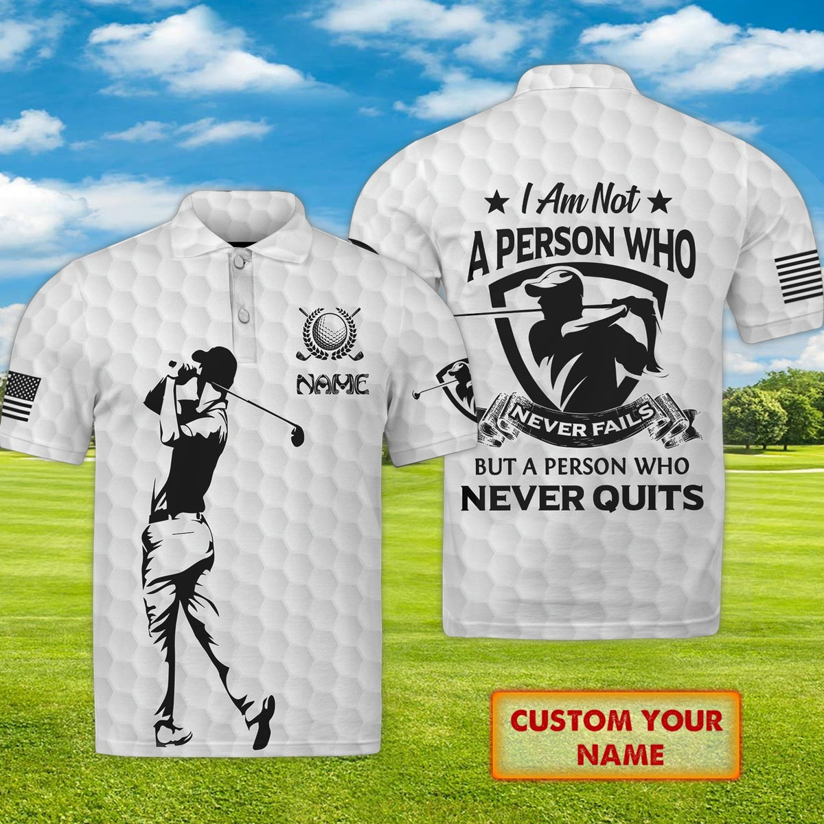 Maxcorners Golf Never Quit Customized Name 3D Shirt