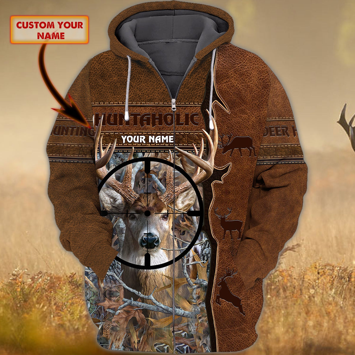 Maxcorners Custom Name  Deer Hunting On The Mark Shirt 3D All Over Printed Clothes