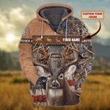 Maxcorners Custom Name Hunting Deer American Shirt 3D All Over Printed Clothes