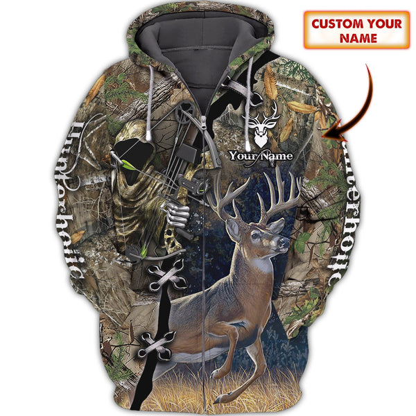 Maxcorners Custom Name Hunting Deer Bow Shirt 3D All Over Printed Clothes
