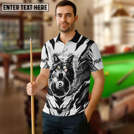 Maxcorners Billiard Wolf 8 Ball Flame Multicolor Options Personalized Name, Team Name 3D Shirts (4 Colors)