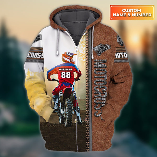 Maxcorners Motocross Biker Customize Name And Number 3D Shirts