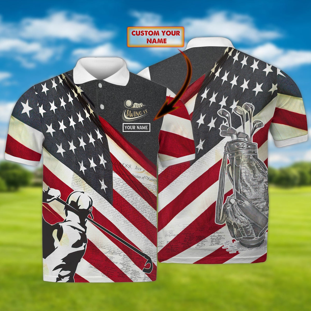 Maxcorners Golf Way Of America 3 Customized Name 3D Shirt