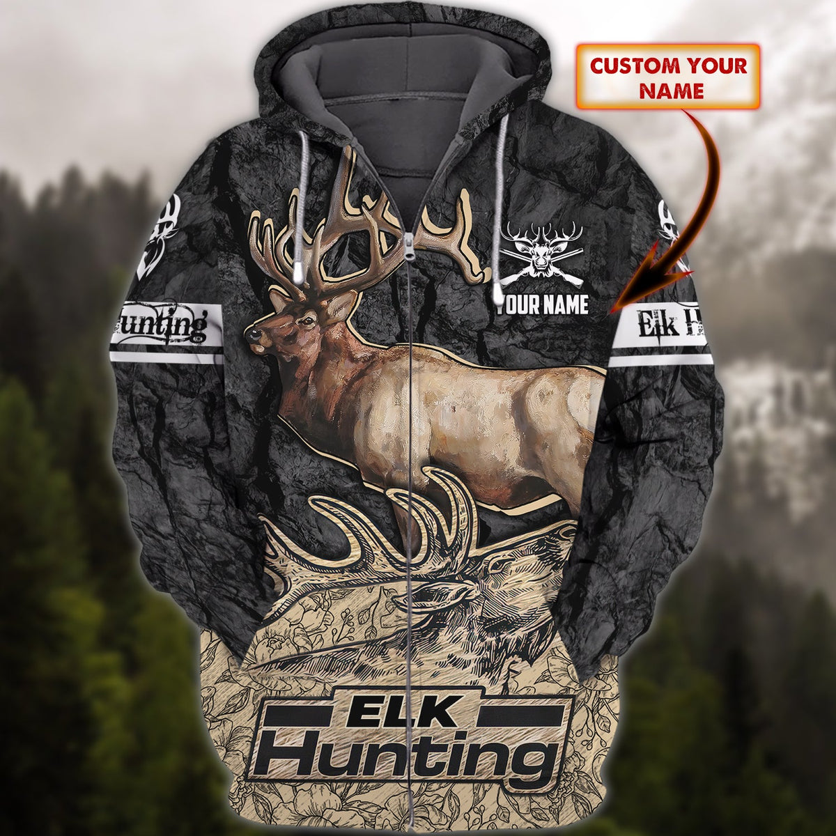 Maxcorners Custom Name Hunting Elk Shirt 3D All Over Printed Clothes