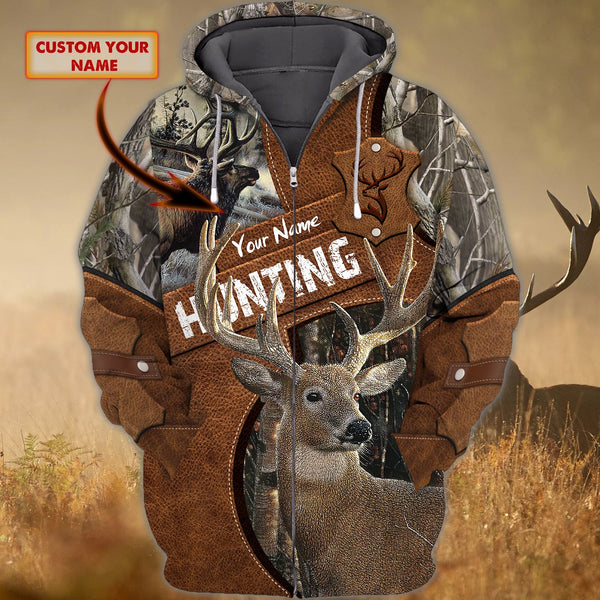 Maxcorners Custom Name Hunting Deer Brown 2 Shirt 3D All Over Printed Clothes