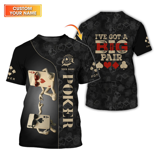 Maxcorners I've Got a Big Pair Custom Name Poker Shirt, Men's Poker Polos, Funny Poker Shirt LM1009