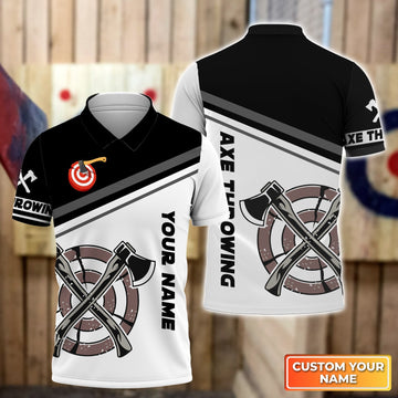Maxcorners Axe Throwing Target Personalized Name 3D Polo Shirt For Team Player MT2009
