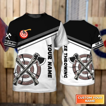 Maxcorners Axe Throwing Target Personalized Name 3D Tshirt For Team Player MT2009