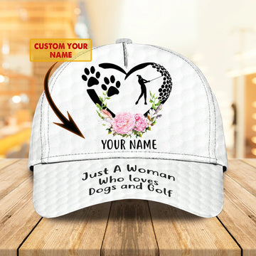 Maxcorners Personalized 3D Full Printed Cap For Girl Love Golf And Dog, 3D Golf Cap Hat For Her LM0402