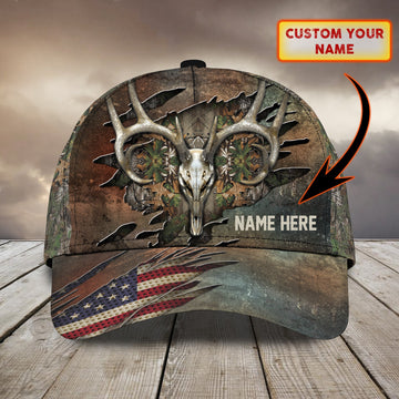 Maxcorners Deer Hunting Skull America Classic Personalized Cap