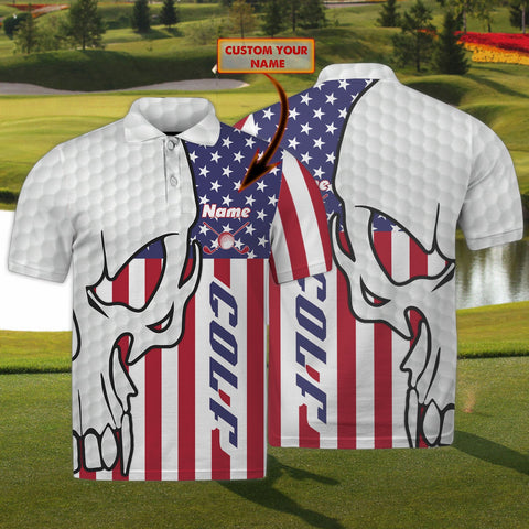 Maxcorners Golf American Skull Customized Name 3D Shirt