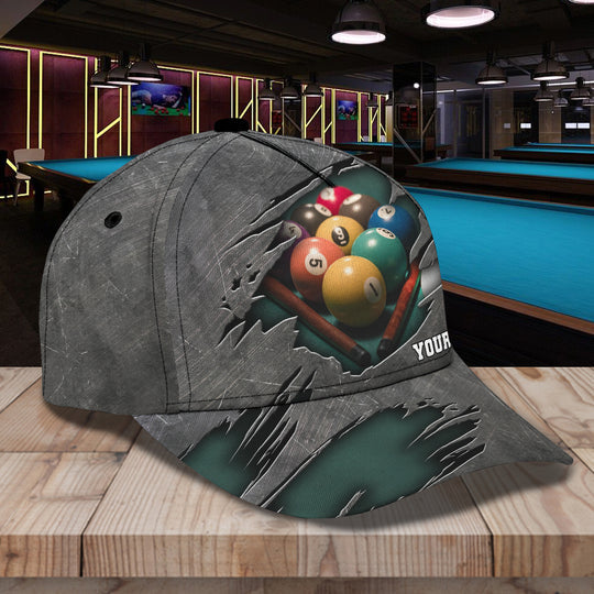 Maxcorners Billiard Lover Personalized Name 3D Over Printed Cap