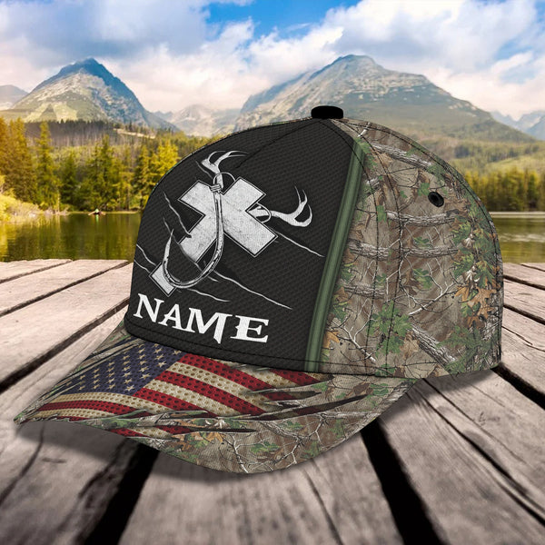 Maxcorners Hunting Fishing Cross 2 American Personalized Cap