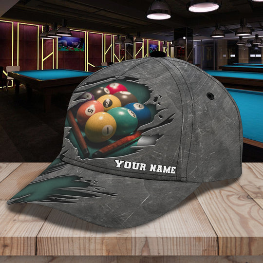 Maxcorners Billiard Lover Personalized Name 3D Over Printed Cap