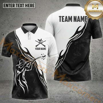 Maxcorners Trap Shooting White Black Flame Shooter Orange Clay Explosion Shells Personalized Polo Shirt