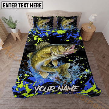 Maxcorners Fishing Bold Splatter Camo Personalized Name Unisex 3D Bedding Set