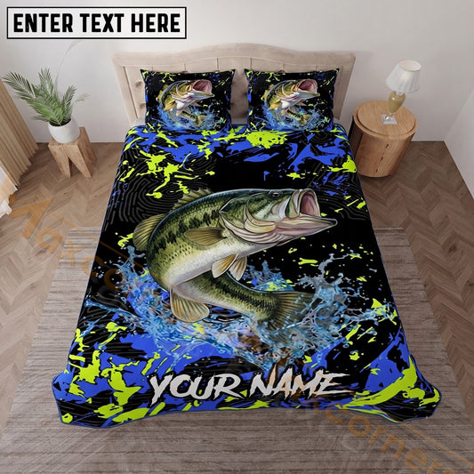 Maxcorners Fishing Bold Splatter Camo Personalized Name Unisex 3D Bedding Set