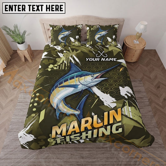 Maxcorners Fishing Outdoor Camo Personalized Name Unisex 3D Bedding Set