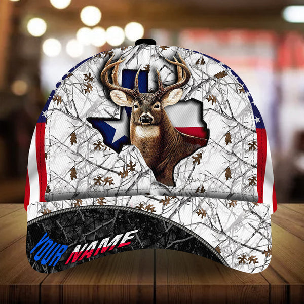 Maxcorners Texas Flag Deer Hunting Camo Pattern 3D Multicolor Personalized Cap