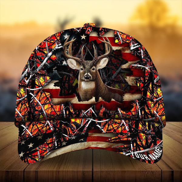 Maxcorners Premium Best Dark Old Flag Hunting Deer Personalized Hats 3D Multicolored