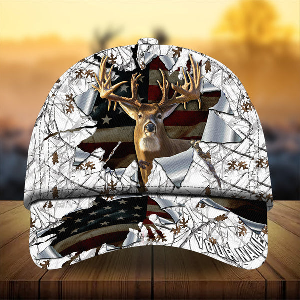 Maxcorners Premium Best Gash Old Flag Hunting Deer Personalized Hats 3D Multicolored