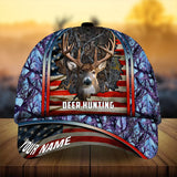 Maxcorners Premium Florapunk Cracked Flag Hunting Deer Personalized Hats 3D Multicolored