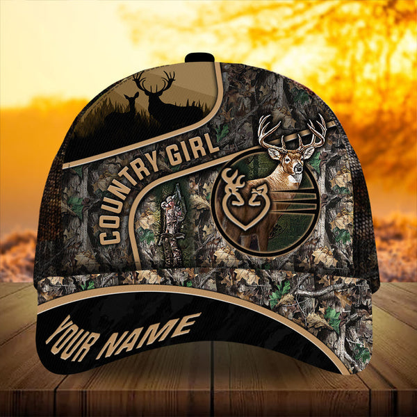 Maxcorners Premium Florapunk Country Girl Deer Hunting Multicolored Pattern Personalized Cap