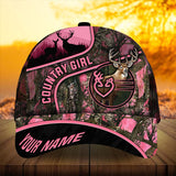 Maxcorners Premium Florapunk Country Girl Deer Hunting Multicolored Pattern Personalized Cap