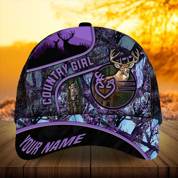 Maxcorners Premium Florapunk Country Girl Deer Hunting Multicolored Pattern Personalized Cap